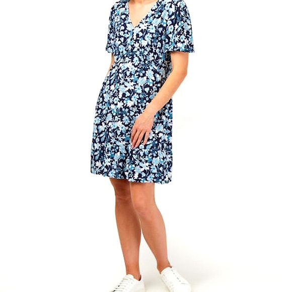 Jeanswest | Sonia V Neck Dress | Blue Floral Print | Size 12 | NWT - Picture 6 of 14